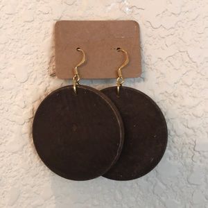 Brown Repurposed Wood Earrings. Lightweight